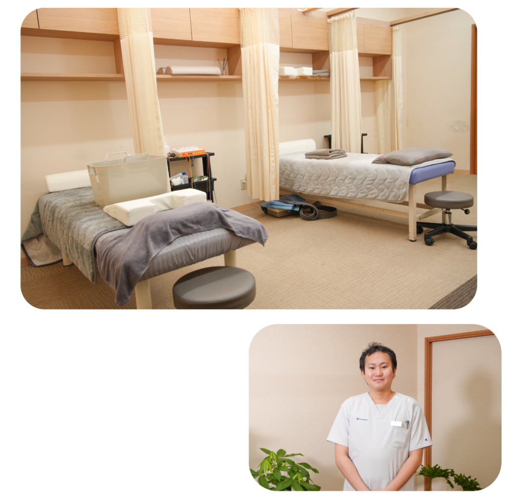 院内は、余計なものを一切おかないシンプルかつモダン空間。<br />「落ち着いた空間」をコンセプトに、施術の時間をリラックスして過ごしていただけるようにコーディネートしました。<br />身体のメンテナンス時間を、ぜひくつろいでお楽しみください。